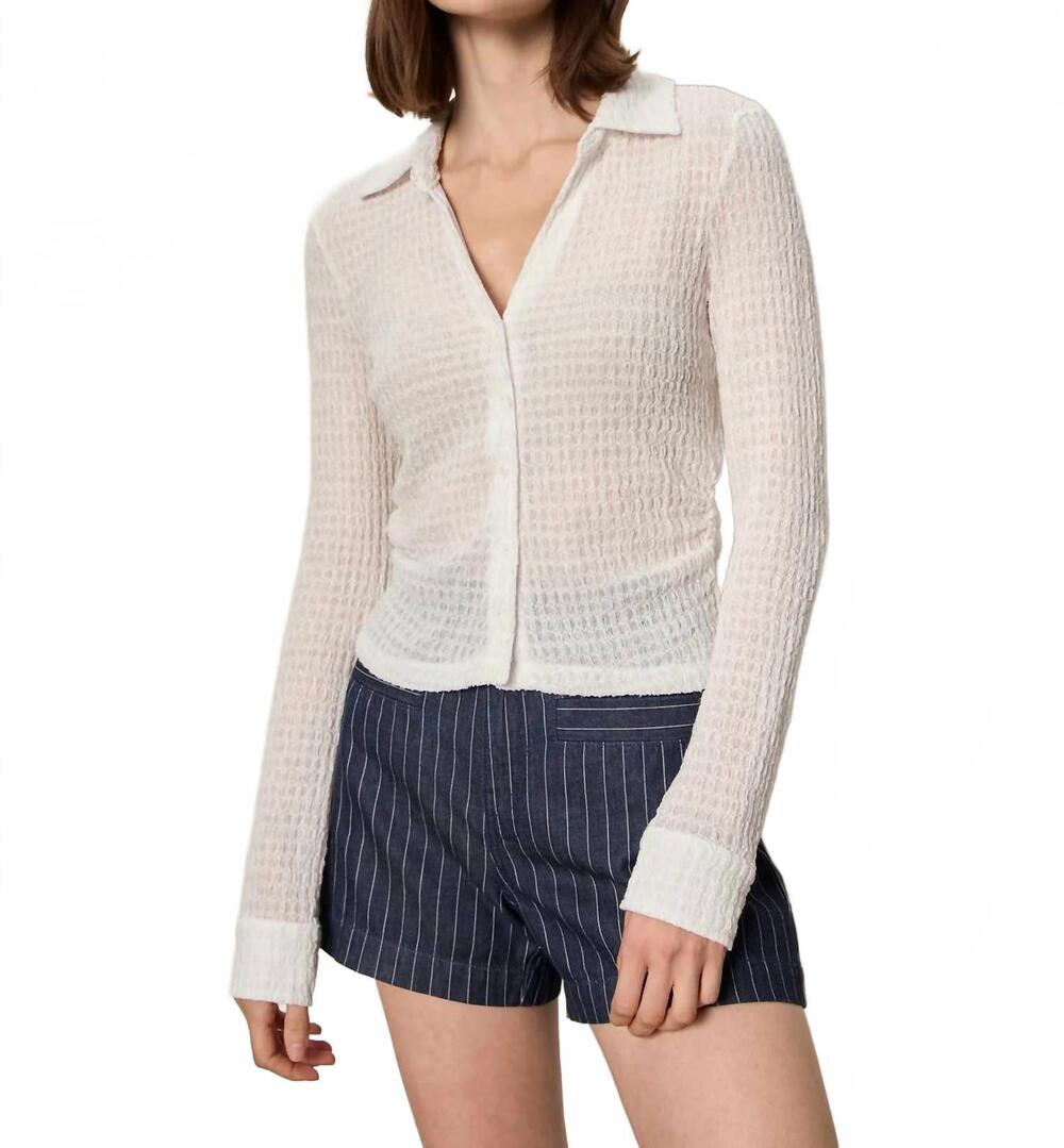 NEW SANCTUARY juno textured button front shirt in chalk